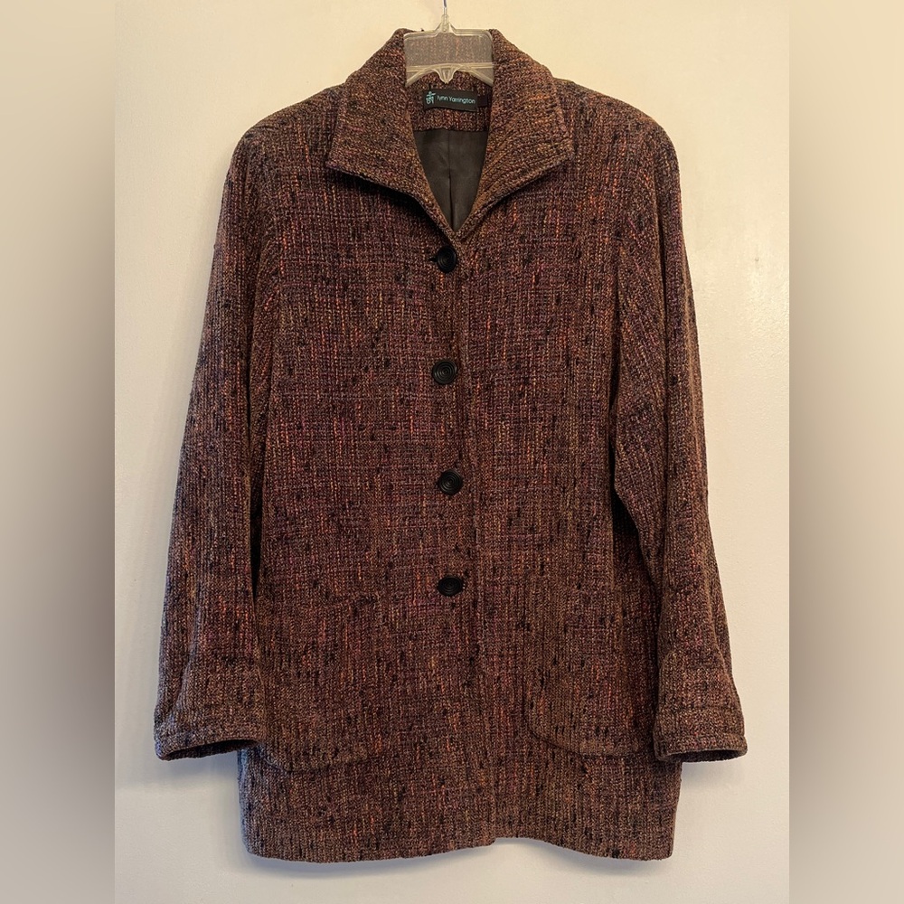 Lynn Yamington textured tweed blazer featuring a multicolor woven fabric size M